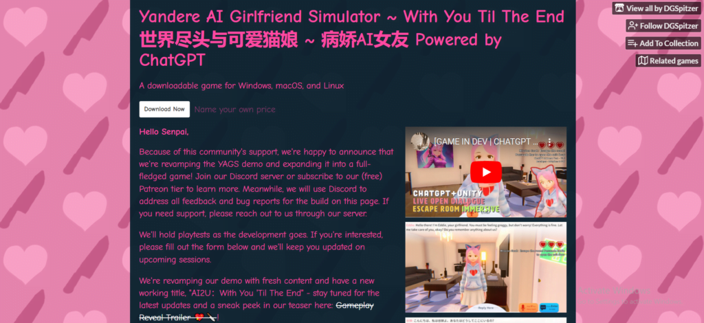 yandre ai girlfriend stimulator ai game